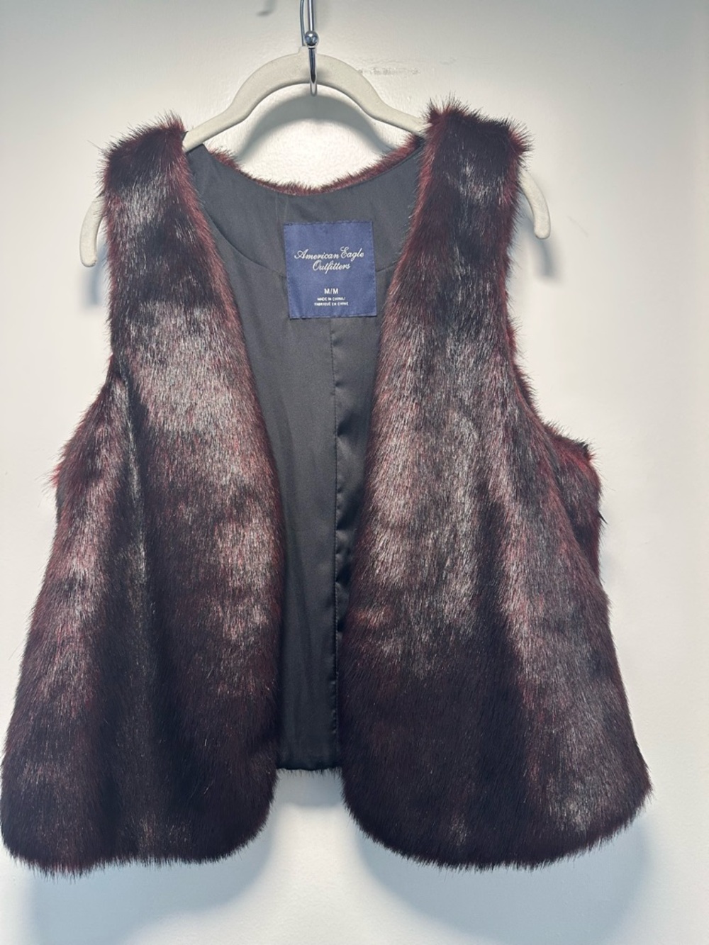 American Eagle Outfitters Burgundy Faux Fur Vest